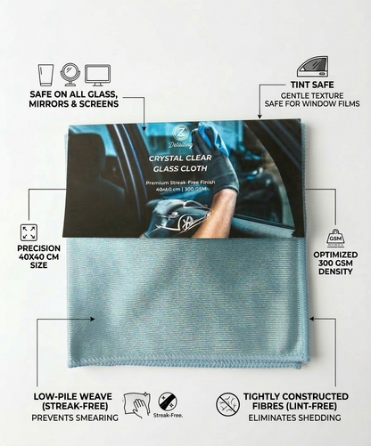 Zian Detailing Crystal Clear Glass Cloth – Premium Streak-Free Finish